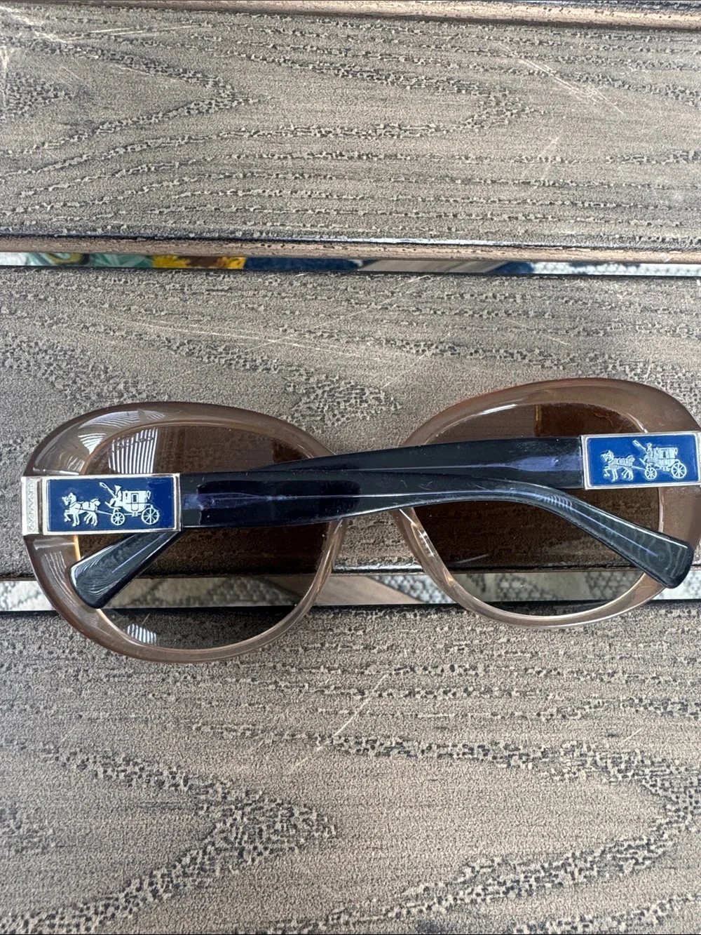 Coach Brown Round Oversized Sunglasses L094 Carter 5260T5 milky brown/navy - Picture 2 of 7